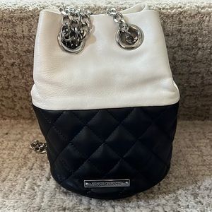 Vince Camuto black and white bucket bag